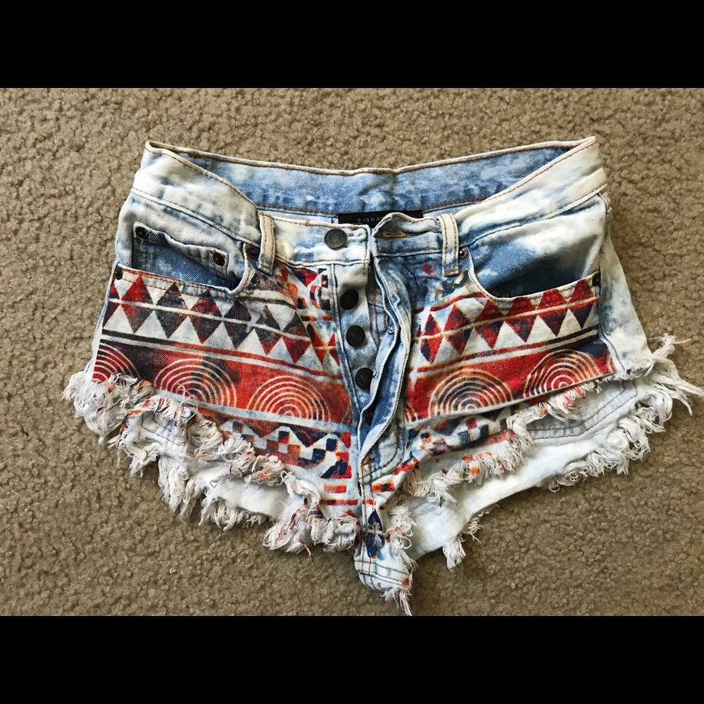 Aztec denim shorts